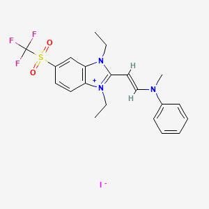 molecular formula C21H23F3IN3O2S B5376026 1,3-diethyl-2-{2-[methyl(phenyl)amino]vinyl}-5-[(trifluoromethyl)sulfonyl]-1H-3,1-benzimidazol-3-ium iodide 