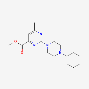 molecular formula C17H26N4O2 B5376057 methyl 2-(4-cyclohexyl-1-piperazinyl)-6-methyl-4-pyrimidinecarboxylate 