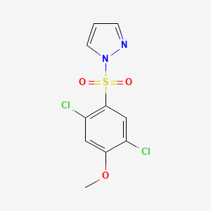 molecular formula C10H8Cl2N2O3S B5376058 1-[(2,5-dichloro-4-methoxyphenyl)sulfonyl]-1H-pyrazole 