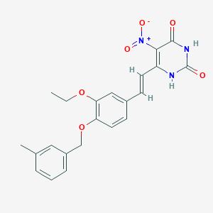 molecular formula C22H21N3O6 B5376070 6-(2-{3-ethoxy-4-[(3-methylbenzyl)oxy]phenyl}vinyl)-5-nitro-2,4(1H,3H)-pyrimidinedione 