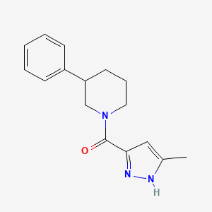 molecular formula C16H19N3O B5376089 1-[(3-methyl-1H-pyrazol-5-yl)carbonyl]-3-phenylpiperidine 