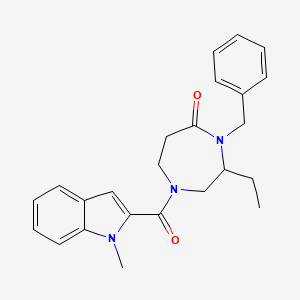 molecular formula C24H27N3O2 B5376095 4-benzyl-3-ethyl-1-[(1-methyl-1H-indol-2-yl)carbonyl]-1,4-diazepan-5-one 