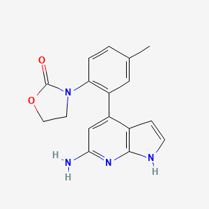 molecular formula C17H16N4O2 B5376120 3-[2-(6-amino-1H-pyrrolo[2,3-b]pyridin-4-yl)-4-methylphenyl]-1,3-oxazolidin-2-one 