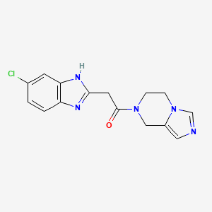 molecular formula C15H14ClN5O B5376133 7-[(5-chloro-1H-benzimidazol-2-yl)acetyl]-5,6,7,8-tetrahydroimidazo[1,5-a]pyrazine 