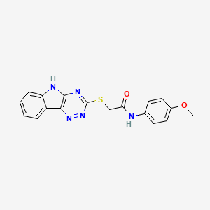 molecular formula C18H15N5O2S B5376147 N-(4-methoxyphenyl)-2-(5H-[1,2,4]triazino[5,6-b]indol-3-ylthio)acetamide 