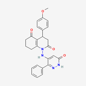 4-(4-methoxyphenyl)-1-[(6-oxo-3-phenyl-1,6-dihydropyridazin-4-yl)amino]-4,6,7,8-tetrahydroquinoline-2,5(1H,3H)-dione