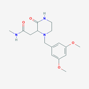 molecular formula C16H23N3O4 B5376169 2-[1-(3,5-dimethoxybenzyl)-3-oxo-2-piperazinyl]-N-methylacetamide 