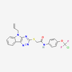 molecular formula C21H16ClF2N5O2S B5376176 2-[(5-allyl-5H-[1,2,4]triazino[5,6-b]indol-3-yl)thio]-N-{4-[chloro(difluoro)methoxy]phenyl}acetamide 