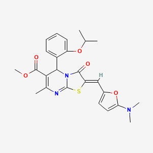 molecular formula C25H27N3O5S B5376225 methyl 2-{[5-(dimethylamino)-2-furyl]methylene}-5-(2-isopropoxyphenyl)-7-methyl-3-oxo-2,3-dihydro-5H-[1,3]thiazolo[3,2-a]pyrimidine-6-carboxylate 