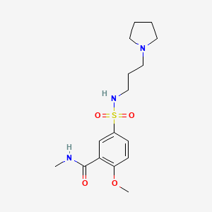 molecular formula C16H25N3O4S B5376270 2-methoxy-N-methyl-5-({[3-(1-pyrrolidinyl)propyl]amino}sulfonyl)benzamide 