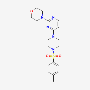 molecular formula C19H25N5O3S B5376296 4-(4-{4-[(4-methylphenyl)sulfonyl]-1-piperazinyl}-2-pyrimidinyl)morpholine 