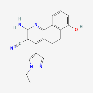 molecular formula C19H17N5O B5376376 2-amino-4-(1-ethyl-1H-pyrazol-4-yl)-7-hydroxy-5,6-dihydrobenzo[h]quinoline-3-carbonitrile 