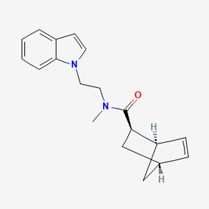 molecular formula C19H22N2O B5376396 (1R*,2R*,4R*)-N-[2-(1H-indol-1-yl)ethyl]-N-methylbicyclo[2.2.1]hept-5-ene-2-carboxamide 