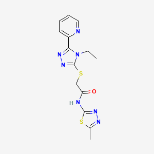 molecular formula C14H15N7OS2 B5376422 2-{[4-ethyl-5-(2-pyridinyl)-4H-1,2,4-triazol-3-yl]thio}-N-(5-methyl-1,3,4-thiadiazol-2-yl)acetamide 