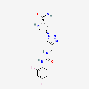 molecular formula C16H19F2N7O2 B5376426 (4R)-4-{4-[({[(2,4-difluorophenyl)amino]carbonyl}amino)methyl]-1H-1,2,3-triazol-1-yl}-N-methyl-L-prolinamide hydrochloride 