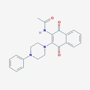 molecular formula C22H21N3O3 B5376432 N-[1,4-dioxo-3-(4-phenyl-1-piperazinyl)-1,4-dihydro-2-naphthalenyl]acetamide 