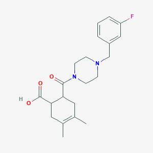 molecular formula C21H27FN2O3 B5376443 6-{[4-(3-fluorobenzyl)-1-piperazinyl]carbonyl}-3,4-dimethyl-3-cyclohexene-1-carboxylic acid 