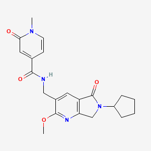 molecular formula C21H24N4O4 B5376459 N-[(6-cyclopentyl-2-methoxy-5-oxo-6,7-dihydro-5H-pyrrolo[3,4-b]pyridin-3-yl)methyl]-1-methyl-2-oxo-1,2-dihydropyridine-4-carboxamide 