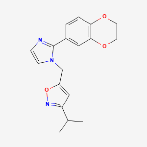 molecular formula C18H19N3O3 B5376464 5-{[2-(2,3-dihydro-1,4-benzodioxin-6-yl)-1H-imidazol-1-yl]methyl}-3-isopropylisoxazole 