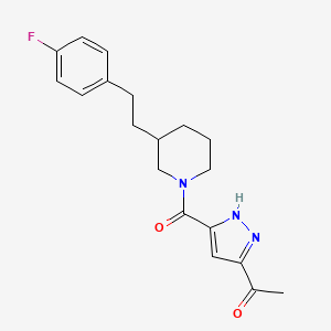 molecular formula C19H22FN3O2 B5376484 1-[5-({3-[2-(4-fluorophenyl)ethyl]-1-piperidinyl}carbonyl)-1H-pyrazol-3-yl]ethanone 