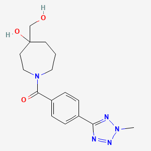 molecular formula C16H21N5O3 B5376493 4-(hydroxymethyl)-1-[4-(2-methyl-2H-tetrazol-5-yl)benzoyl]-4-azepanol 