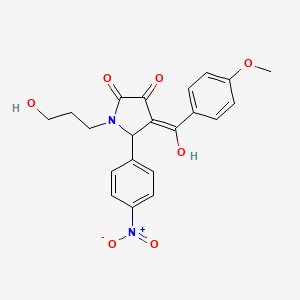 molecular formula C21H20N2O7 B5376546 3-hydroxy-1-(3-hydroxypropyl)-4-(4-methoxybenzoyl)-5-(4-nitrophenyl)-1,5-dihydro-2H-pyrrol-2-one 