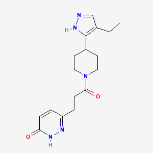 molecular formula C17H23N5O2 B5376592 6-{3-[4-(4-ethyl-1H-pyrazol-5-yl)piperidin-1-yl]-3-oxopropyl}pyridazin-3(2H)-one 