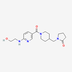 molecular formula C18H26N4O3 B5376606 1-{[1-({6-[(2-hydroxyethyl)amino]pyridin-3-yl}carbonyl)piperidin-4-yl]methyl}pyrrolidin-2-one 