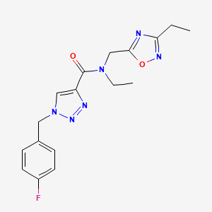 molecular formula C17H19FN6O2 B5376632 N-ethyl-N-[(3-ethyl-1,2,4-oxadiazol-5-yl)methyl]-1-(4-fluorobenzyl)-1H-1,2,3-triazole-4-carboxamide 
