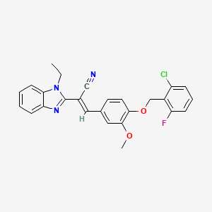 molecular formula C26H21ClFN3O2 B5376663 3-{4-[(2-chloro-6-fluorobenzyl)oxy]-3-methoxyphenyl}-2-(1-ethyl-1H-benzimidazol-2-yl)acrylonitrile 