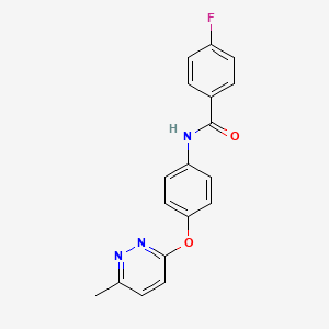 molecular formula C18H14FN3O2 B5376692 4-fluoro-N-{4-[(6-methyl-3-pyridazinyl)oxy]phenyl}benzamide 