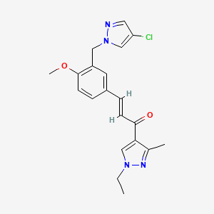 molecular formula C20H21ClN4O2 B5376702 3-{3-[(4-chloro-1H-pyrazol-1-yl)methyl]-4-methoxyphenyl}-1-(1-ethyl-3-methyl-1H-pyrazol-4-yl)-2-propen-1-one 