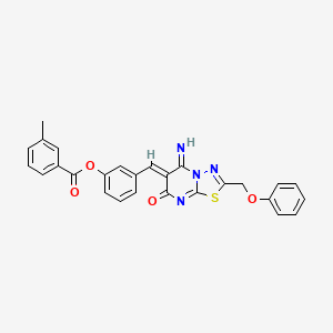 3-{[5-imino-7-oxo-2-(phenoxymethyl)-5H-[1,3,4]thiadiazolo[3,2-a]pyrimidin-6(7H)-ylidene]methyl}phenyl 3-methylbenzoate