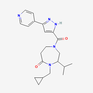 molecular formula C21H27N5O2 B5376774 4-(cyclopropylmethyl)-3-isopropyl-1-[(3-pyridin-4-yl-1H-pyrazol-5-yl)carbonyl]-1,4-diazepan-5-one 