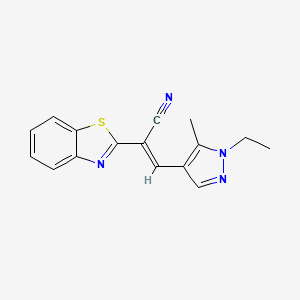 molecular formula C16H14N4S B5376815 2-(1,3-benzothiazol-2-yl)-3-(1-ethyl-5-methyl-1H-pyrazol-4-yl)acrylonitrile 