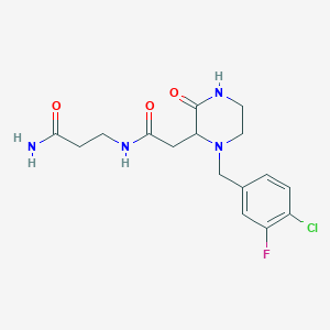 molecular formula C16H20ClFN4O3 B5376834 N~3~-{[1-(4-chloro-3-fluorobenzyl)-3-oxo-2-piperazinyl]acetyl}-beta-alaninamide 