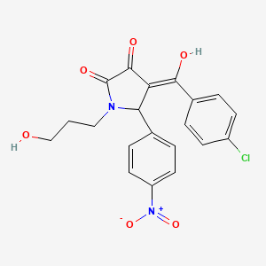 molecular formula C20H17ClN2O6 B5376852 4-(4-chlorobenzoyl)-3-hydroxy-1-(3-hydroxypropyl)-5-(4-nitrophenyl)-1,5-dihydro-2H-pyrrol-2-one 