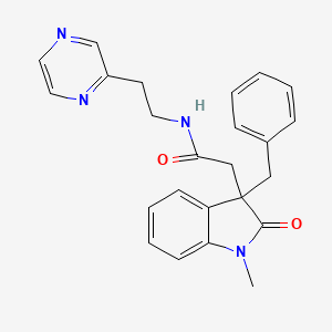 molecular formula C24H24N4O2 B5376854 2-(3-benzyl-1-methyl-2-oxo-2,3-dihydro-1H-indol-3-yl)-N-(2-pyrazin-2-ylethyl)acetamide 