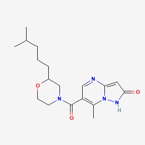molecular formula C18H26N4O3 B5376869 7-methyl-6-{[2-(4-methylpentyl)-4-morpholinyl]carbonyl}pyrazolo[1,5-a]pyrimidin-2(1H)-one 