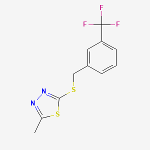 molecular formula C11H9F3N2S2 B5376897 2-Methyl-5-{[3-(trifluoromethyl)benzyl]sulfanyl}-1,3,4-thiadiazole 