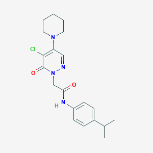 molecular formula C20H25ClN4O2 B5376899 2-[5-chloro-6-oxo-4-(1-piperidinyl)-1(6H)-pyridazinyl]-N-(4-isopropylphenyl)acetamide 