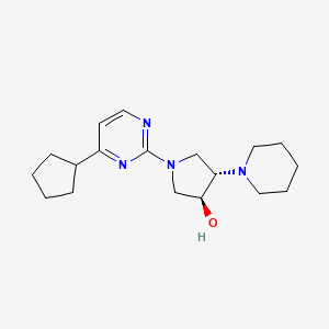 molecular formula C18H28N4O B5376917 (3S*,4S*)-1-(4-cyclopentylpyrimidin-2-yl)-4-piperidin-1-ylpyrrolidin-3-ol 