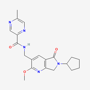 molecular formula C20H23N5O3 B5376965 N-[(6-cyclopentyl-2-methoxy-5-oxo-6,7-dihydro-5H-pyrrolo[3,4-b]pyridin-3-yl)methyl]-5-methylpyrazine-2-carboxamide 