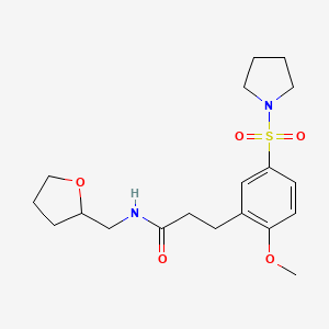 3-[2-methoxy-5-(1-pyrrolidinylsulfonyl)phenyl]-N-(tetrahydro-2-furanylmethyl)propanamide