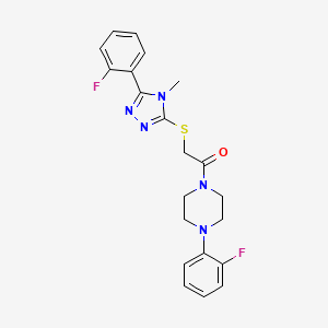 molecular formula C21H21F2N5OS B5377020 1-(2-fluorophenyl)-4-({[5-(2-fluorophenyl)-4-methyl-4H-1,2,4-triazol-3-yl]thio}acetyl)piperazine 