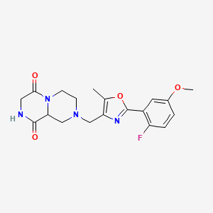 molecular formula C19H21FN4O4 B5377023 8-{[2-(2-fluoro-5-methoxyphenyl)-5-methyl-1,3-oxazol-4-yl]methyl}tetrahydro-2H-pyrazino[1,2-a]pyrazine-1,4(3H,6H)-dione 