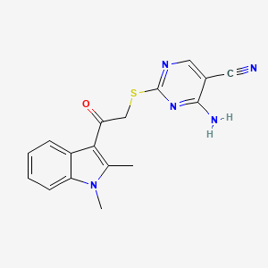 4-amino-2-{[2-(1,2-dimethyl-1H-indol-3-yl)-2-oxoethyl]thio}-5-pyrimidinecarbonitrile