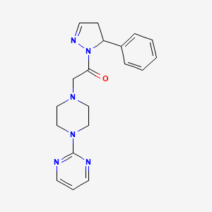 molecular formula C19H22N6O B5377035 2-{4-[2-oxo-2-(5-phenyl-4,5-dihydro-1H-pyrazol-1-yl)ethyl]piperazin-1-yl}pyrimidine 