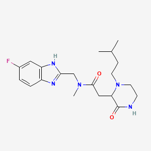 N-[(6-fluoro-1H-benzimidazol-2-yl)methyl]-N-methyl-2-[1-(3-methylbutyl)-3-oxo-2-piperazinyl]acetamide