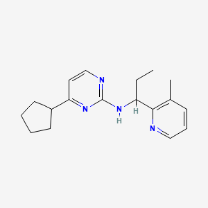 molecular formula C18H24N4 B5377076 4-cyclopentyl-N-[1-(3-methylpyridin-2-yl)propyl]pyrimidin-2-amine 